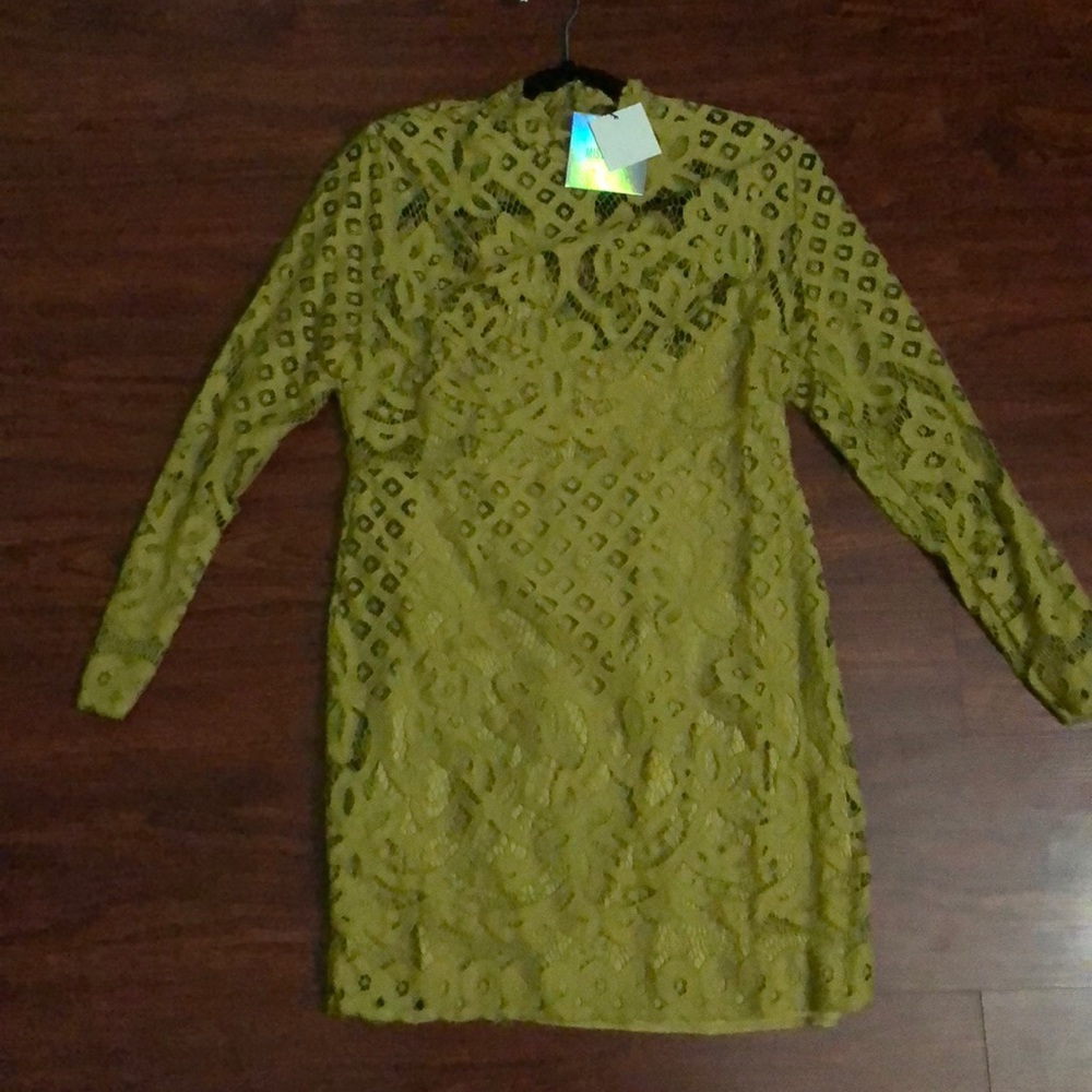 Missguided mustard yellow lace dress